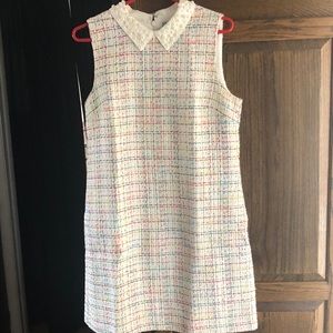 White beaded collar multi- color dress- used